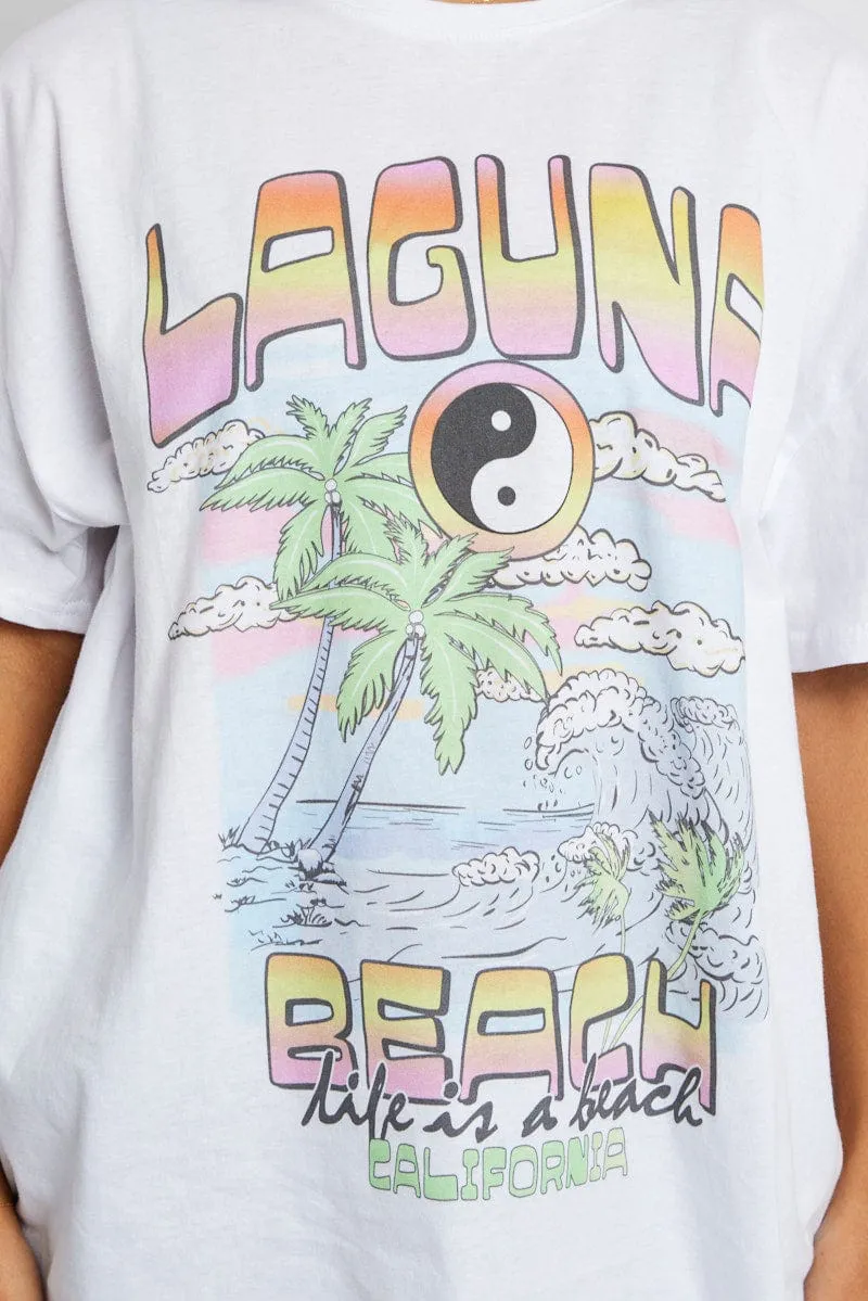 White Graphic Tee Surf Slogan T-shirt
