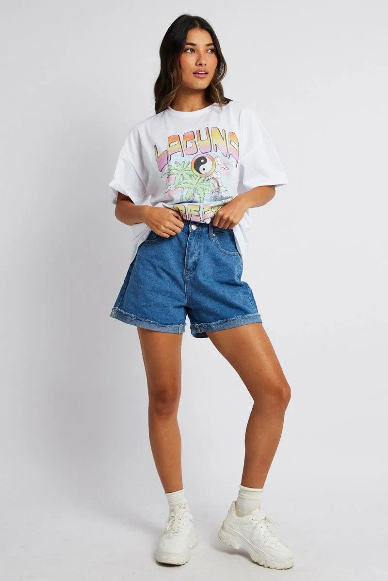 White Graphic Tee Surf Slogan T-shirt