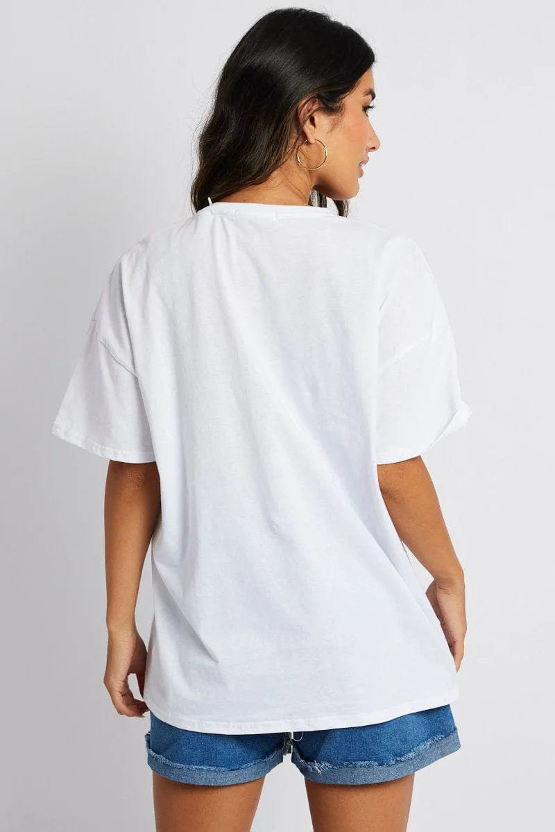 White Graphic Tee Surf Slogan T-shirt