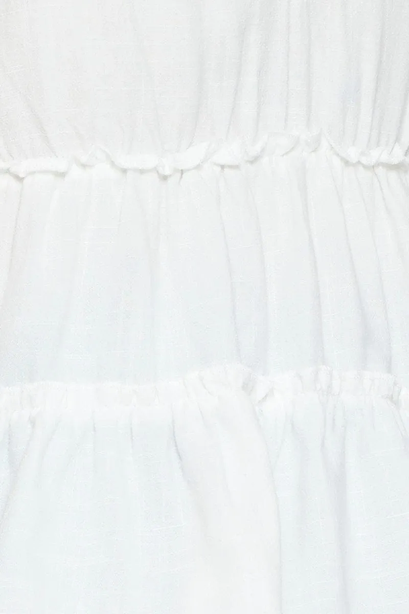 White Peplum Blouse Sleeveless V-Neck