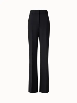 Wide Straight Wool Stretch Double-Face Pants