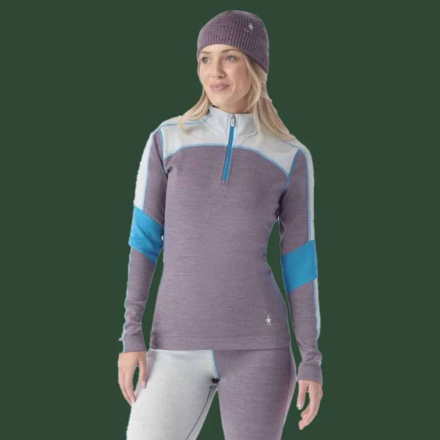 Women's Smartwool Classic Thermal Merino Base Layer Colorblock 1/4 Zip