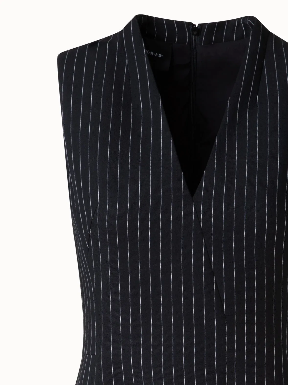 Wool Double-Face Sheath Dress with Pinstripes