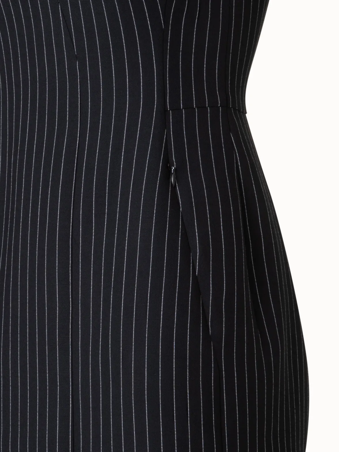Wool Double-Face Sheath Dress with Pinstripes