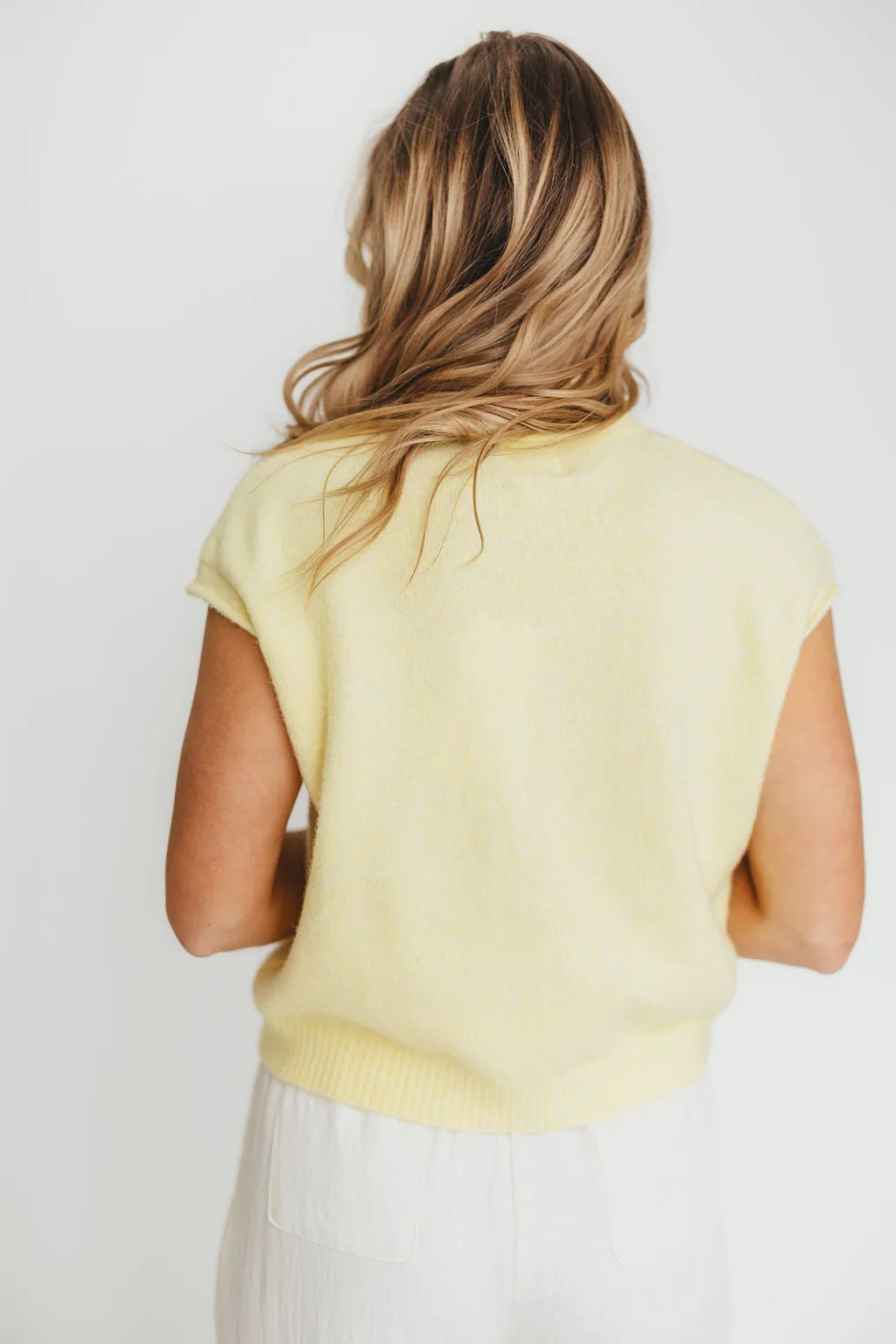 Wrenley Sweater Vest Cardigan in Butter