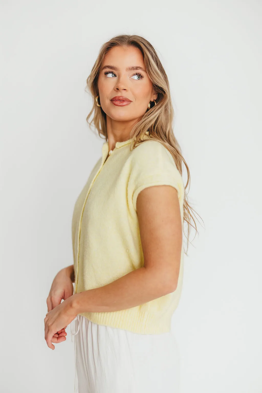 Wrenley Sweater Vest Cardigan in Butter