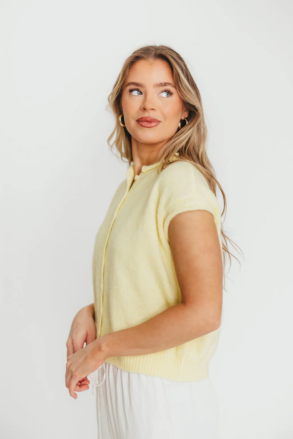 Wrenley Sweater Vest Cardigan in Butter