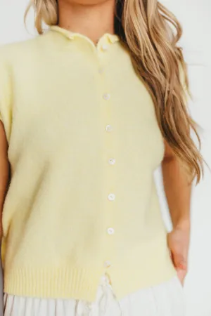 Wrenley Sweater Vest Cardigan in Butter