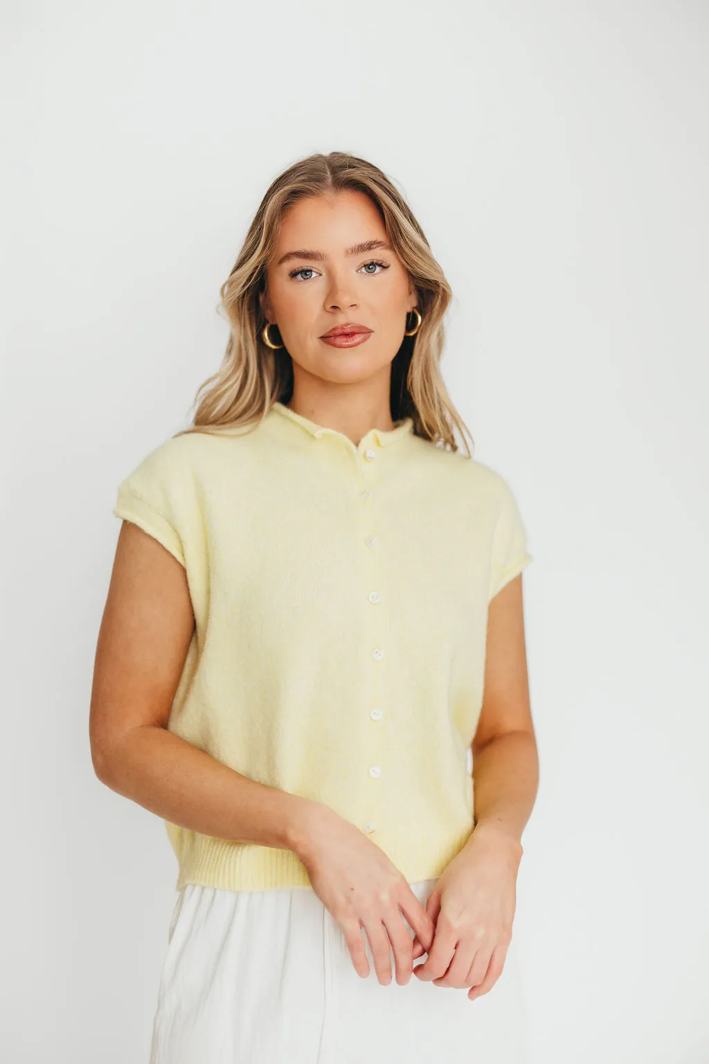 Wrenley Sweater Vest Cardigan in Butter