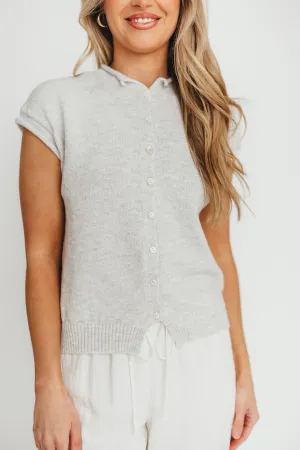 Wrenley Sweater Vest Cardigan in Light Grey