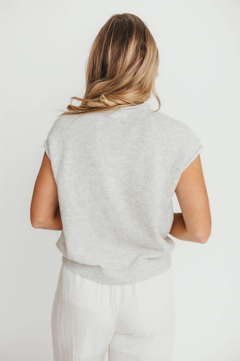 Wrenley Sweater Vest Cardigan in Light Grey