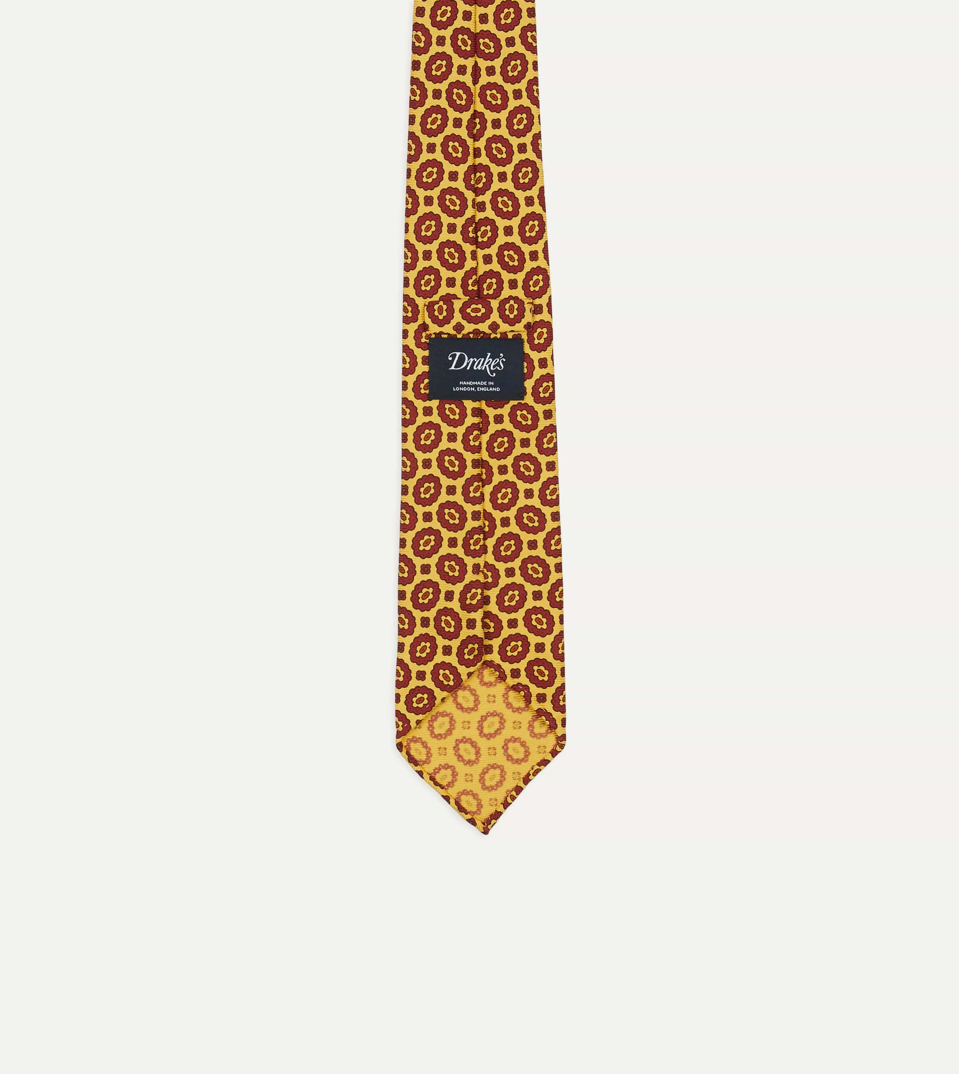 Yellow Flower Print 40oz Madder Silk Hand Rolled Tie