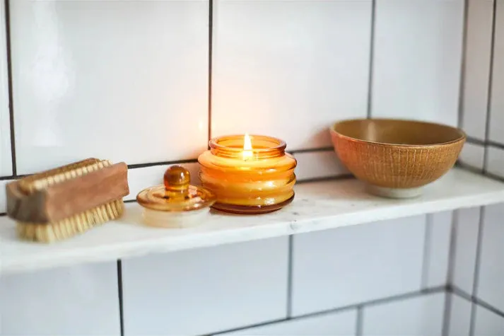 Yellow Glass Candle - Meyer Lemon