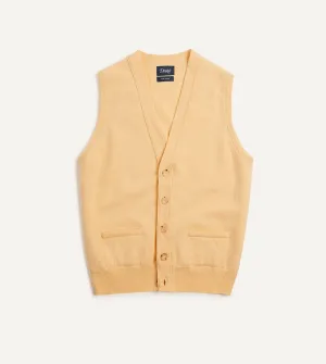 Yellow Lambswool Sleeveless Cardigan