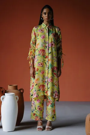 Yellow Printed Amelia Shirt & Pant Co-Ord Set