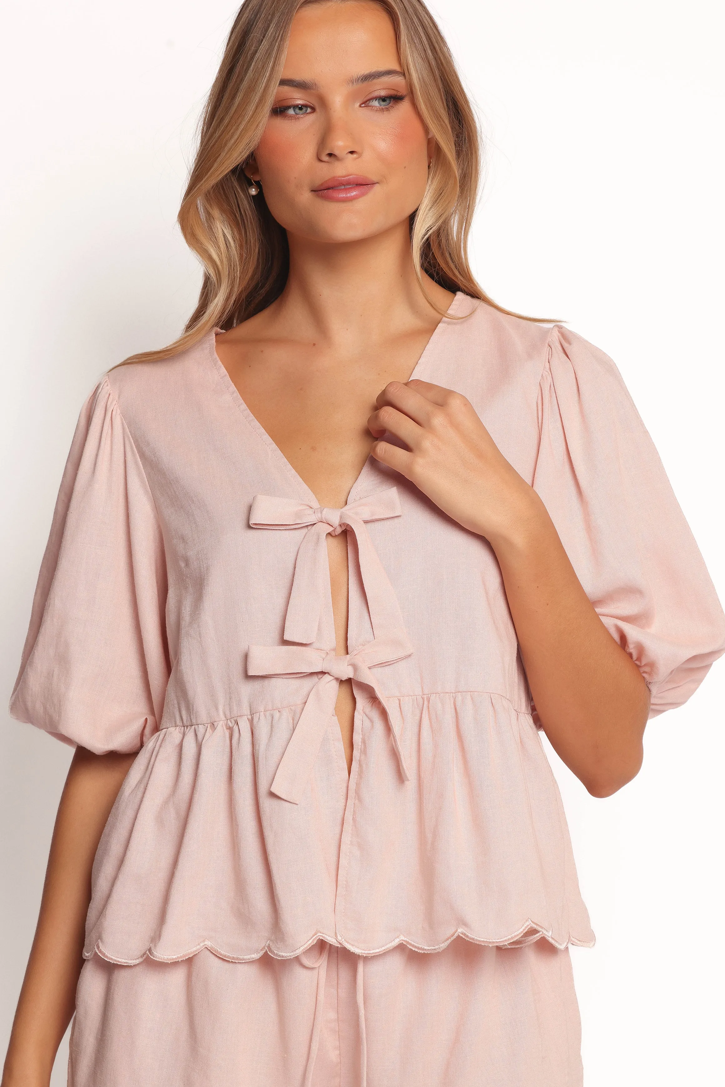 Zarie Scalloped Short Set - Light Pink