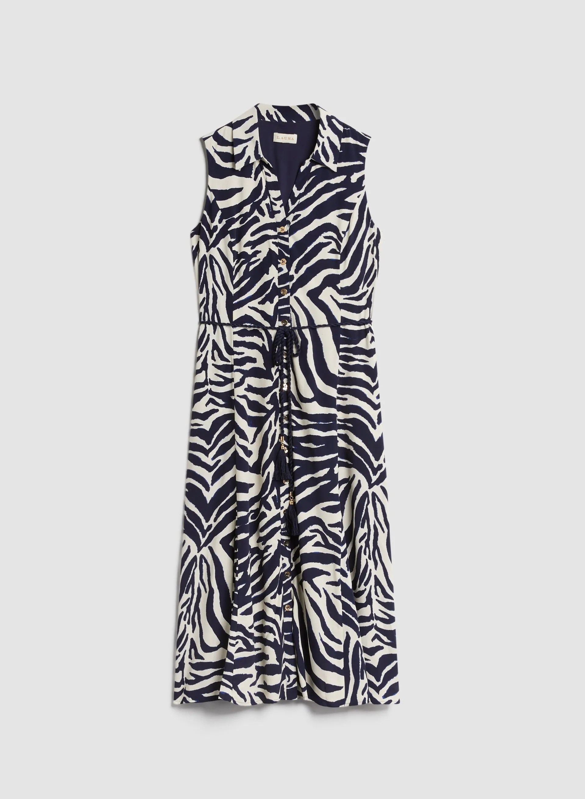 Zebra Print Button-Down Dress