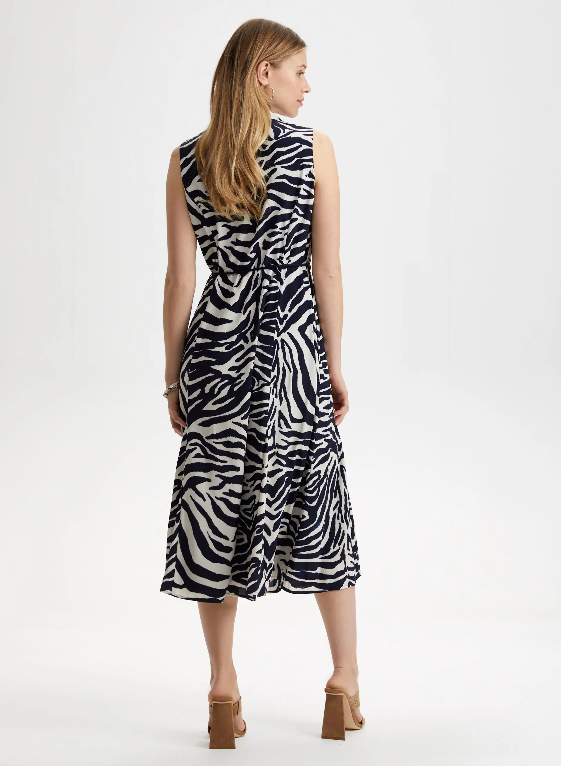 Zebra Print Button-Down Dress