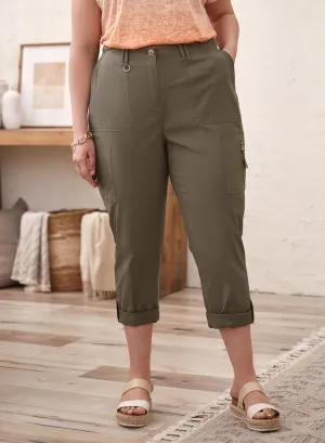 Zipper Detail Cargo Capris