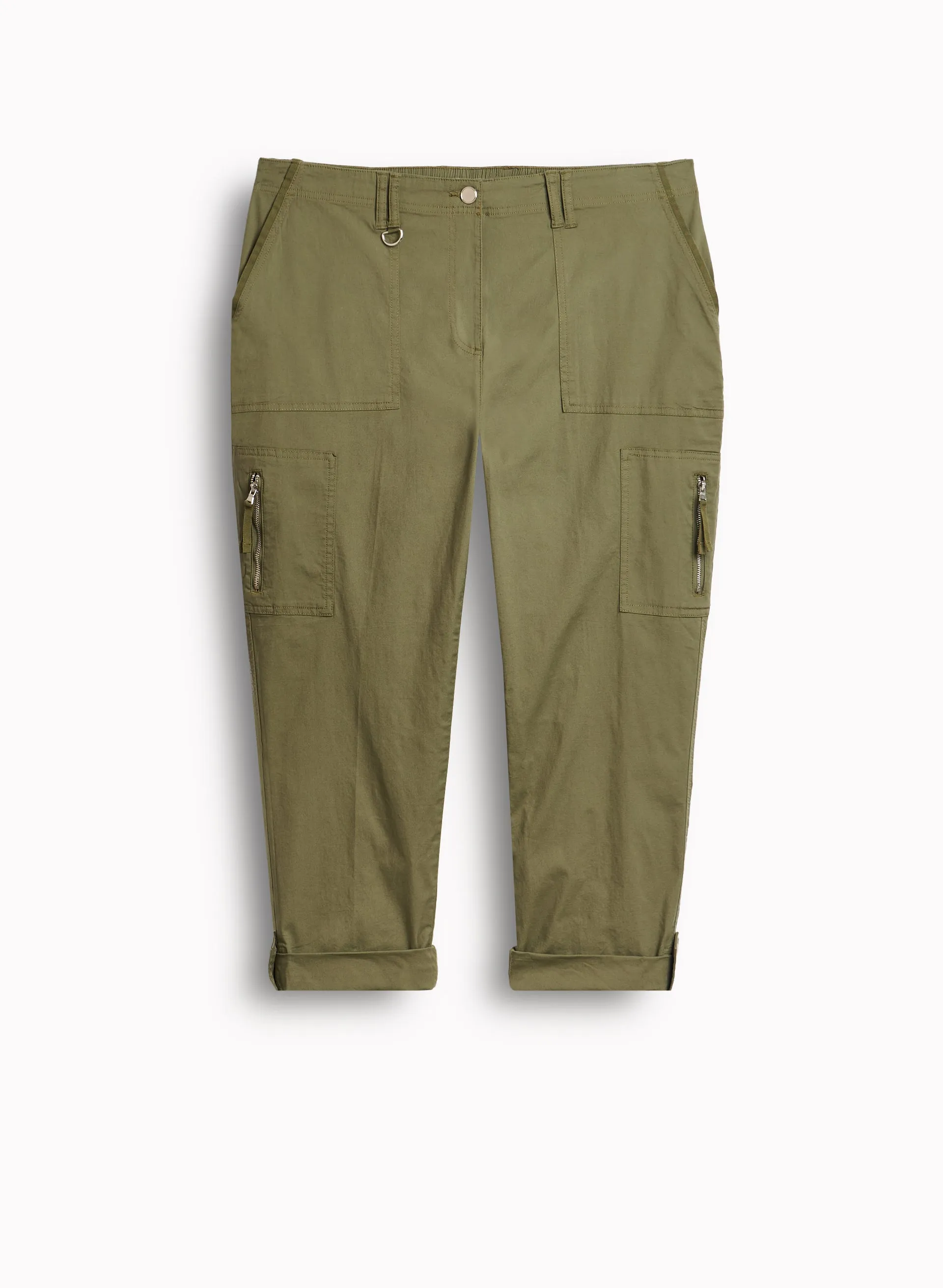 Zipper Detail Cargo Capris