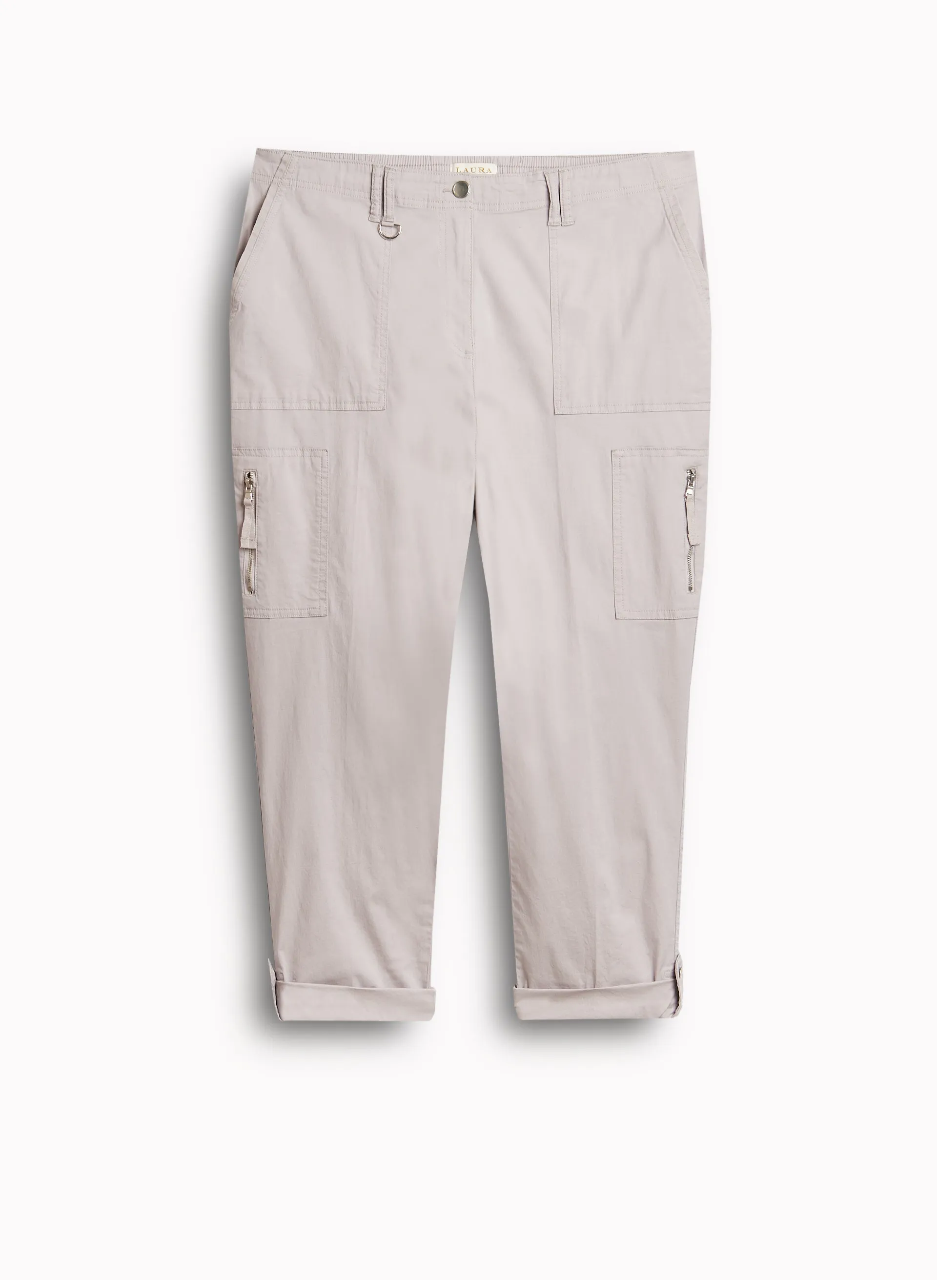 Zipper Detail Cargo Capris