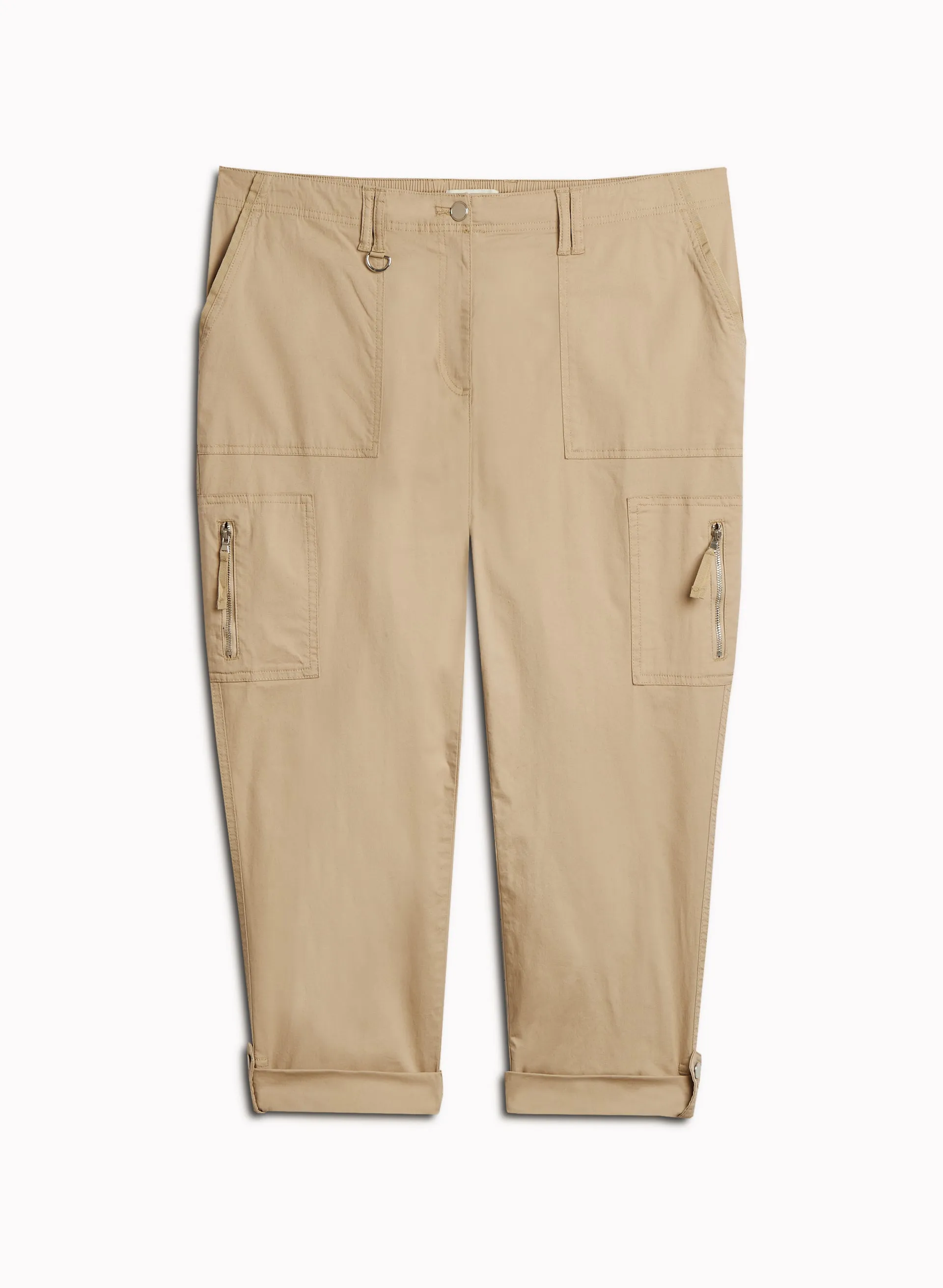 Zipper Detail Cargo Capris